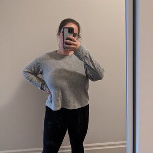 Grey waffle type long sleeve tee